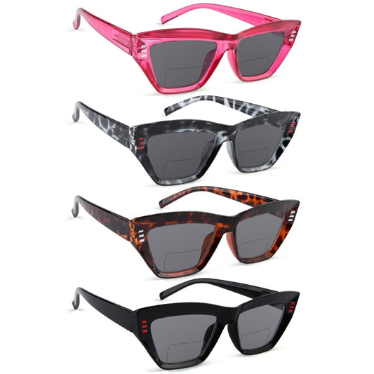 4 Pack Cat - eye Thicker Frame Bifocal Reading Sunglasses SBR2017 - Gr8sight