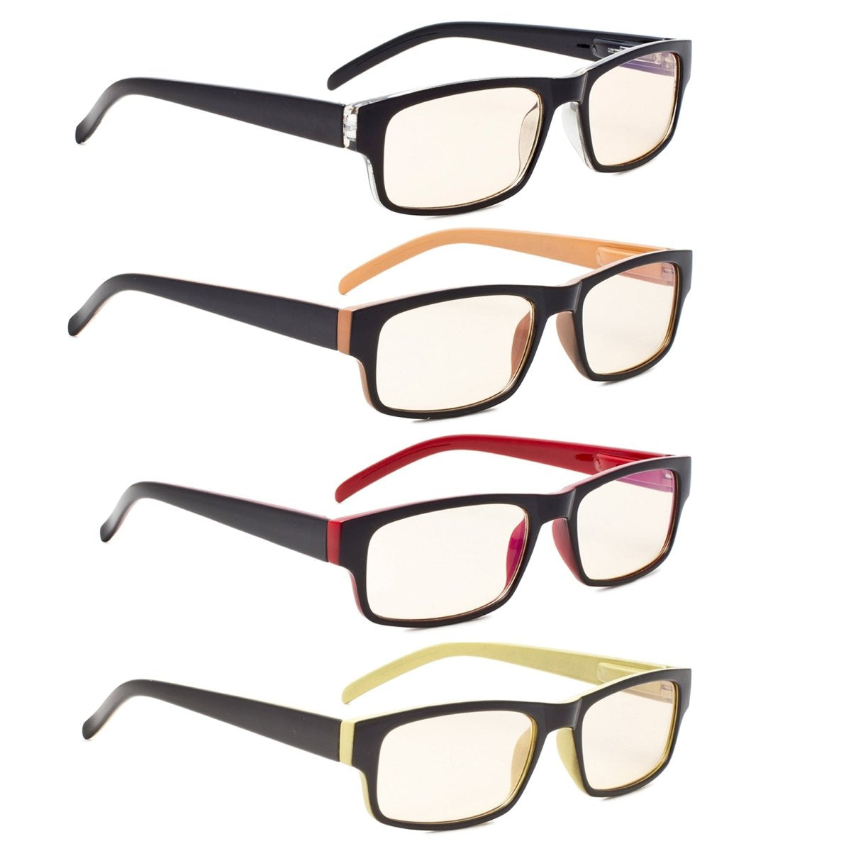 4 Pack Classic Rectangle Blue Light Filter Reading Glasses CG054 - Gr8sight