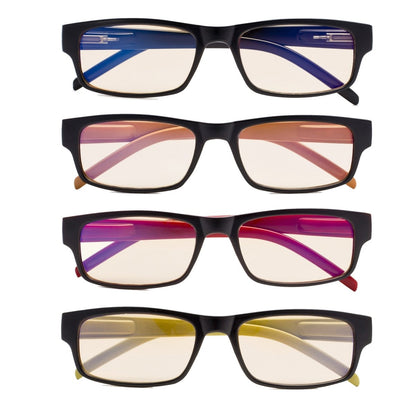 4 Pack Classic Rectangle Blue Light Filter Reading Glasses CG054 - Gr8sight