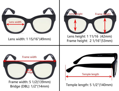 4 Pack Oversized Blue Light Filter Reading Glasses UV1555 - Gr8sight