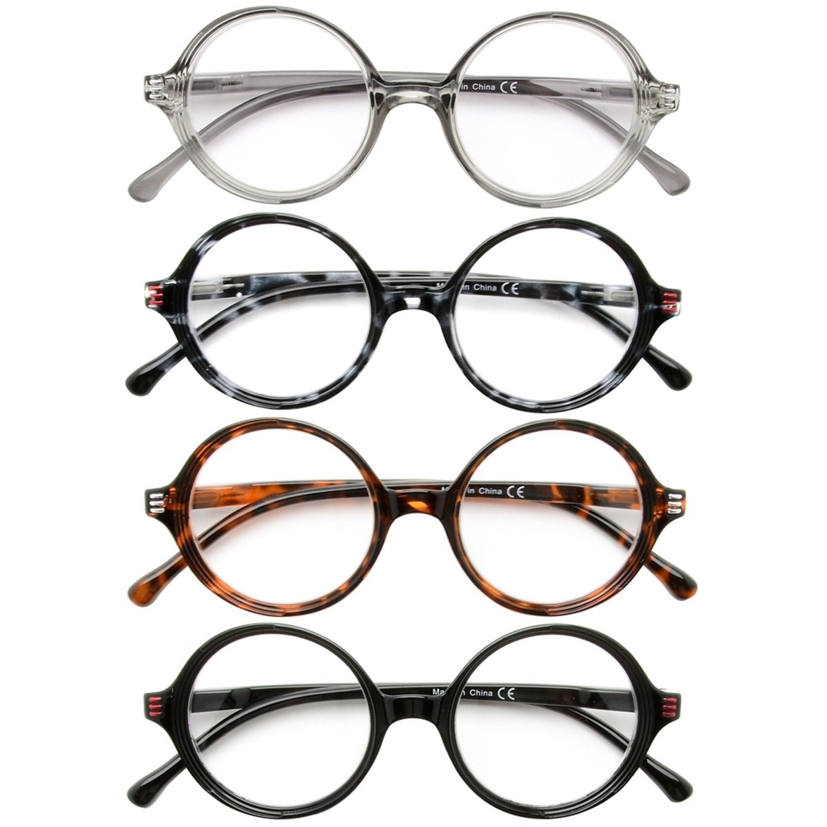 4 Pack Reading Glasses Small Lens Round Readers R2025 - Gr8sight