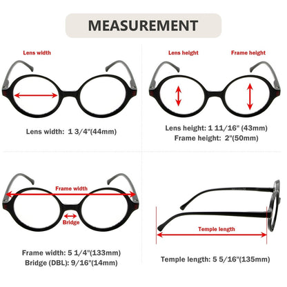 4 Pack Reading Glasses Small Lens Round Readers R2025 - Gr8sight