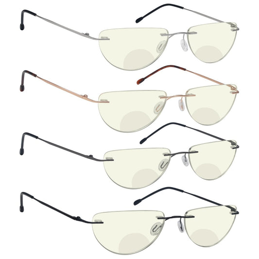 4 Pack Rimless Blue Light Filter Bifocal Readers BRL2UV - Gr8sight