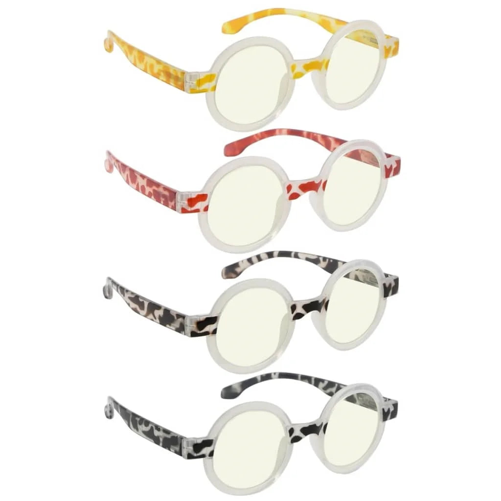 Womag Blue Light Blocking Reading Glasses Light Yellow Tinted 4 Pack