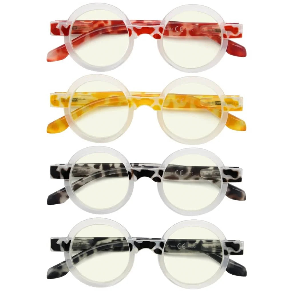 Womag Blue Light Blocking Reading Glasses Light Yellow Tinted 4 Pack