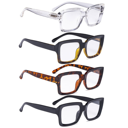 4 Pack Trendy Reading Glasses Thicker Frame Readers R9107 - Gr8sight