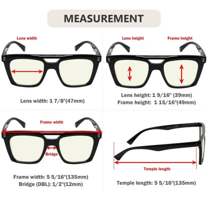 Womaz Blue Light Blocking Reading Glasses Light Yellow Tinted 4 Pack