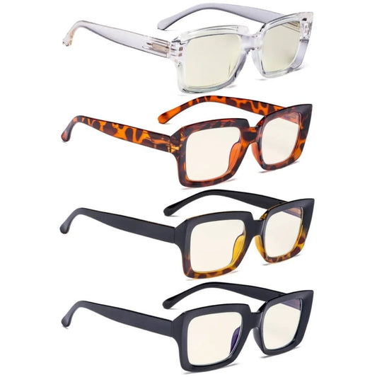 Wowav Blue Light Blocking Reading Glasses Light Yellow Tinted 4 Pack