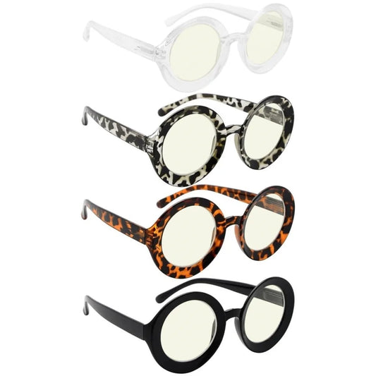 Wowaz Blue Light Blocking Reading Glasses Light Yellow Tinted 4 Pack