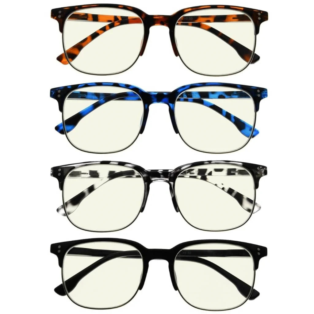 Wowbh 4 Pack Semi-rim Blue Light Filter Glasses