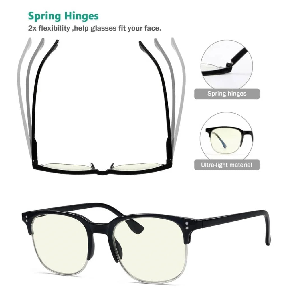 Wowbh 4 Pack Semi-rim Blue Light Filter Glasses