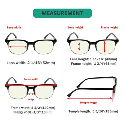 Wowbh 4 Pack Semi-rim Blue Light Filter Glasses