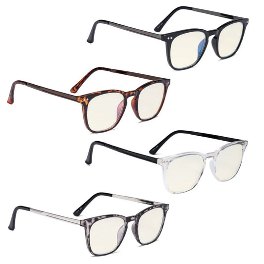 Wowbn 4 Pack Retro Blue Light Filter Glasses