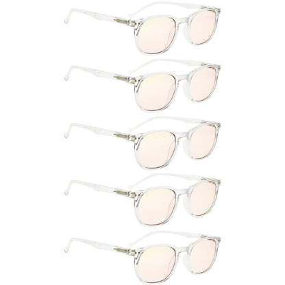 5 Pack Blue Light Blocking Reading Glasses Vintage Oval Readers CG065 - Gr8sight