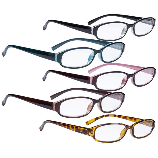 5 Pack Classic Small Reading Glasses Narrow Lens R9104K - Gr8sight