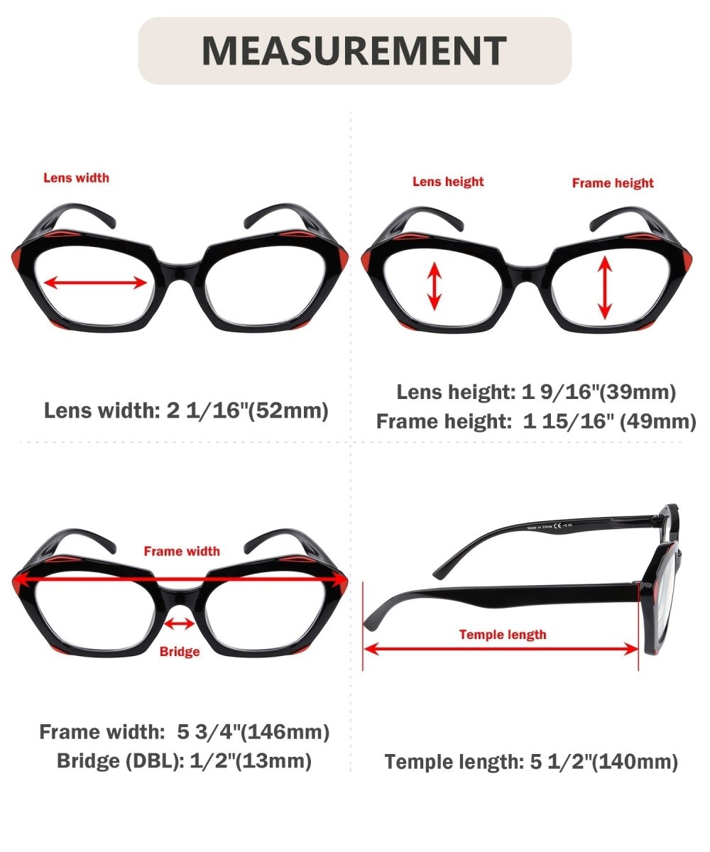 5 Pack Fashionable Polygon Reading Glasses R2129 - Gr8sight