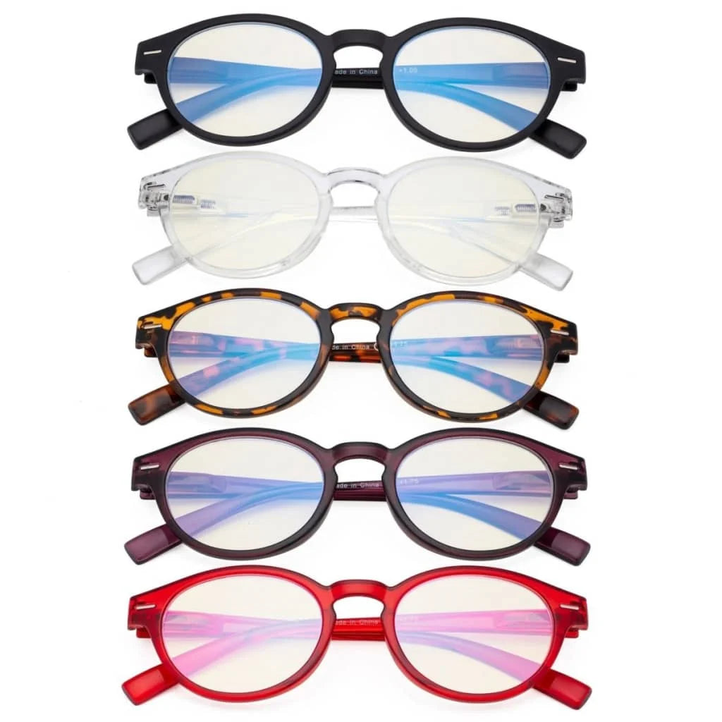 5 Pack Oval Blue Light Filter Reading Glasses UVR091 - Gr8sight