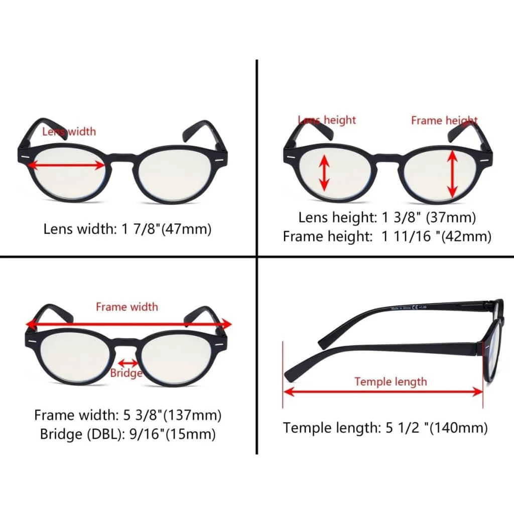 5 Pack Oval Blue Light Filter Reading Glasses UVR091 - Gr8sight