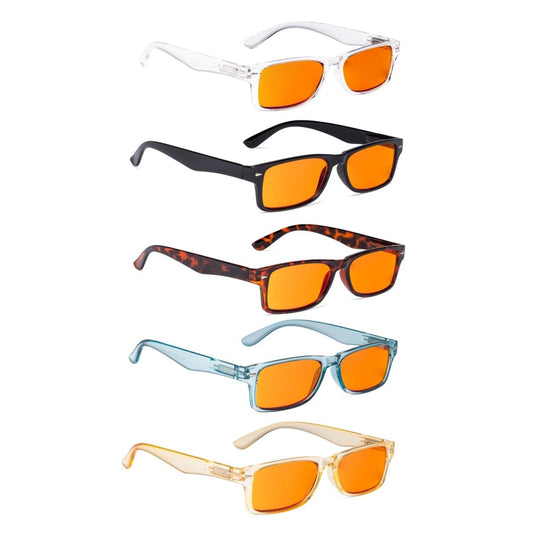 5 Pack Rectangle Blue Light Blocking Reading Glasses DSR066 - Gr8sight