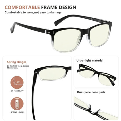 5 Pack Rectangle Blue Light Filter Reading Glasses UVR150 - Gr8sight