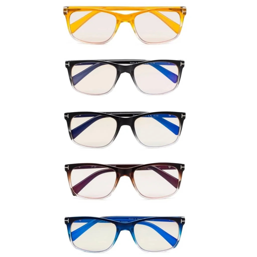 5 Pack Rectangle Blue Light Filter Reading Glasses UVR150 - Gr8sight