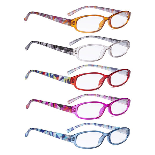 5 Pack Stylish Reading Glasses with Pattern Arms Readers R9104G - Gr8sight