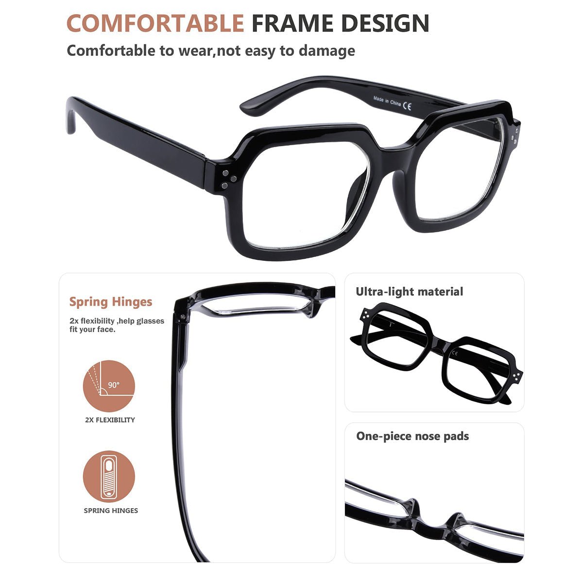 5 Pack Trendy Reading Glasses Polygon Readers R2130 - Gr8sight