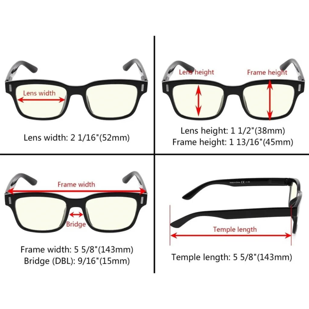 Wowbt Classic Blue Light Filter Glasses 5 Pack