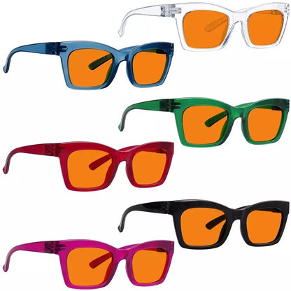 Wosaz 100% Blue Light Blocking Metalless Screwless Glasses Orange Lens 6 Pack