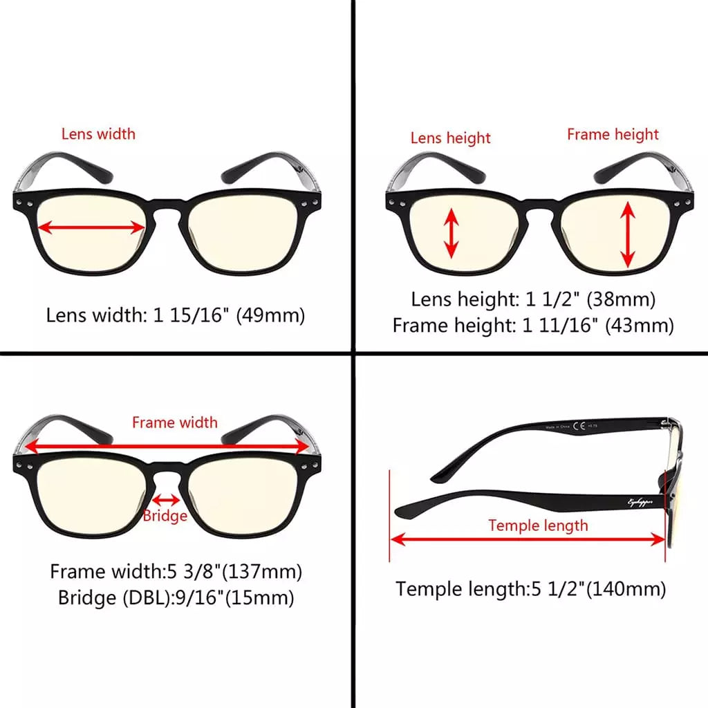 Wohag Blue Light Blocking Reading Glasses Light Yellow Tinted 10 Pack