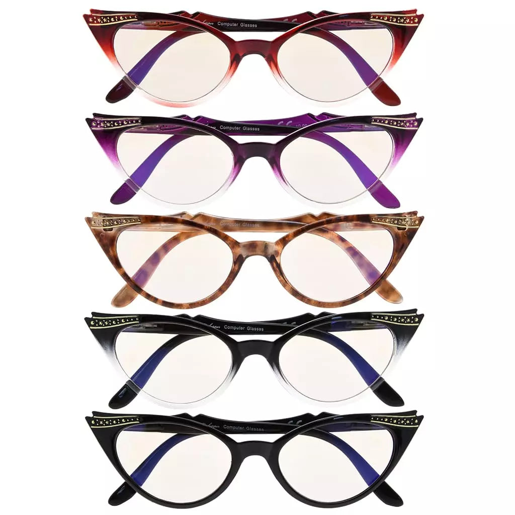 Wohbx Blue Light Blocking Reading Glasses Light Yellow Tinted 5 Pack