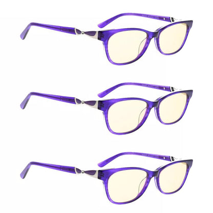 Wohbz Blue Light Blocking Glasses Light Yellow Tinted 3 Pack
