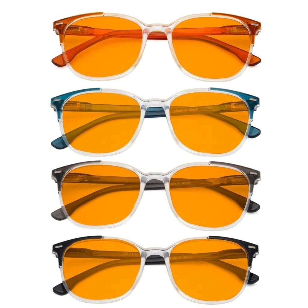 Woqbo Blue Light Blocking Reading Glasses Orange Tinted 4 Pack