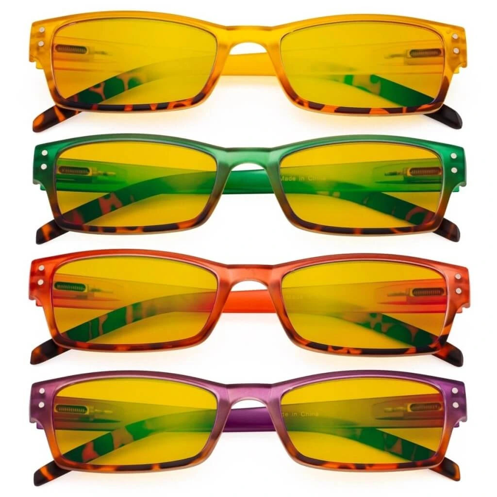 Wooab Blue Light Blocking Reading Glasses Amber Tinted 4 Pack