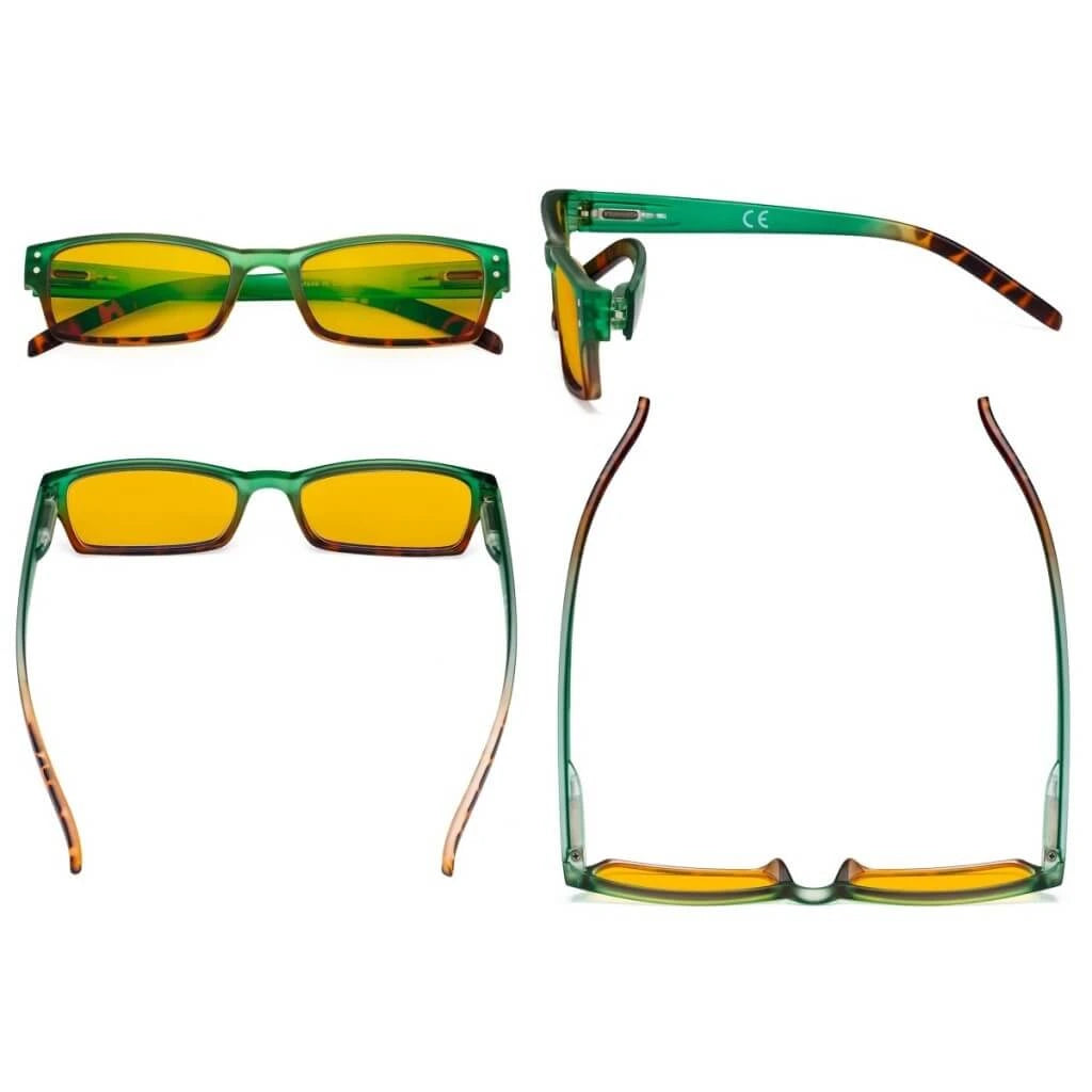 Wooab Blue Light Blocking Reading Glasses Amber Tinted 4 Pack