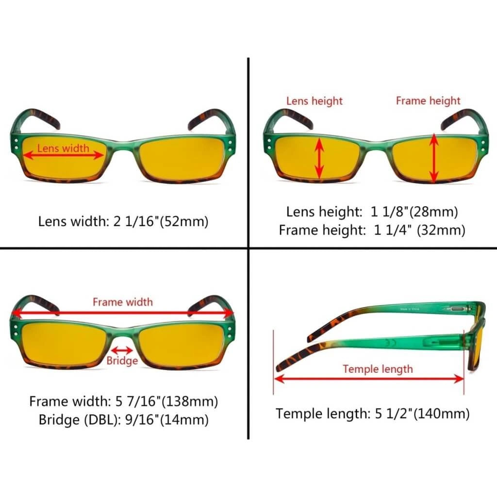 Wooab Blue Light Blocking Reading Glasses Amber Tinted 4 Pack