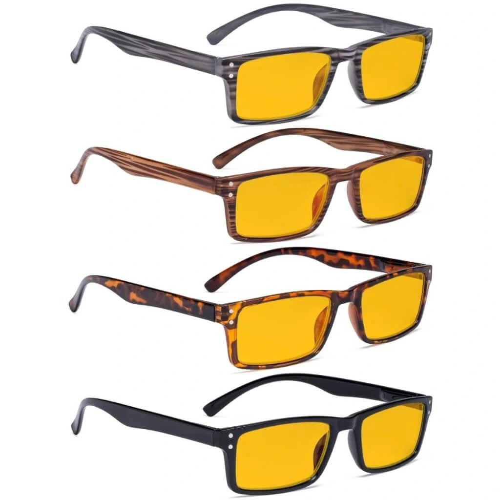 Wooag Blue Light Blocking Reading Glasses Amber Tinted 4 Pack