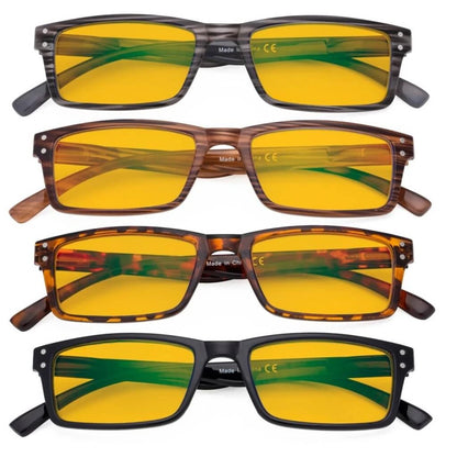 Wooag Blue Light Blocking Reading Glasses Amber Tinted 4 Pack