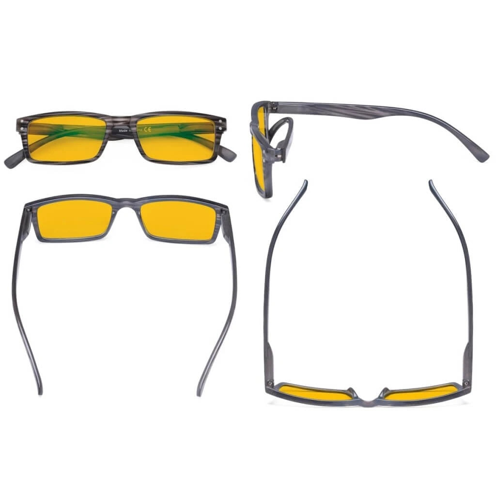 Wooag Blue Light Blocking Reading Glasses Amber Tinted 4 Pack