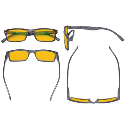 Wooag Blue Light Blocking Reading Glasses Amber Tinted 4 Pack