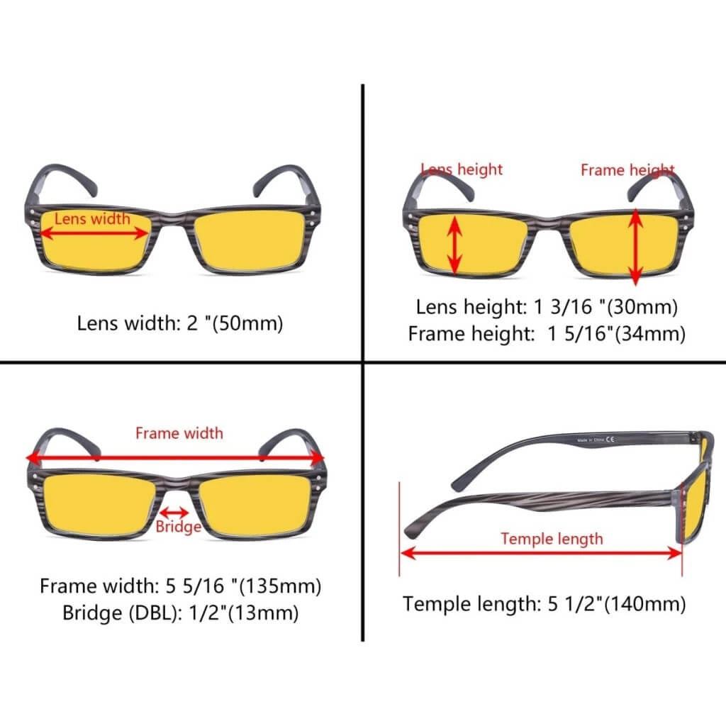 Wooag Blue Light Blocking Reading Glasses Amber Tinted 4 Pack