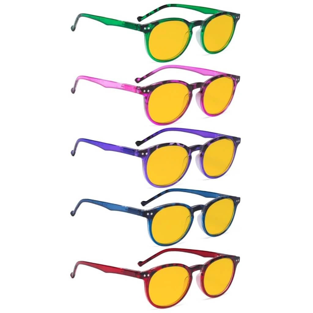 Wooan Blue Light Blocking Reading Glasses Amber Tinted 5 Pack