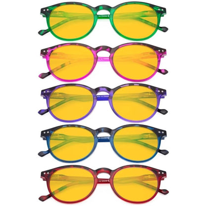Wooan Blue Light Blocking Reading Glasses Amber Tinted 5 Pack