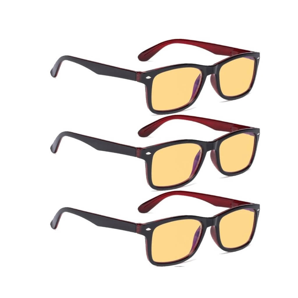 Wooaq Blue Light Blocking Glasses Amber Tinted 3 Pack
