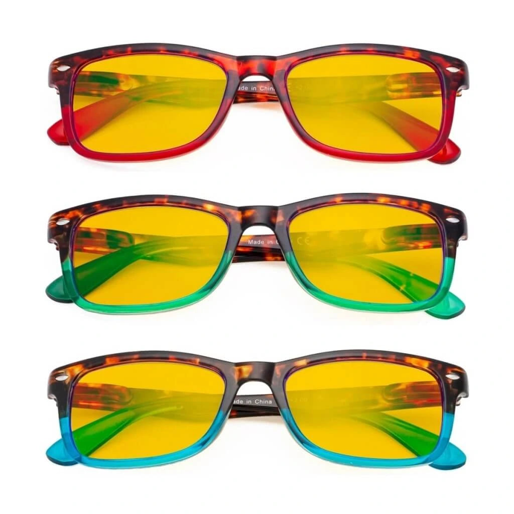 Wooar Blue Light Blocking Reading Glasses Amber Tinted 3 Pack