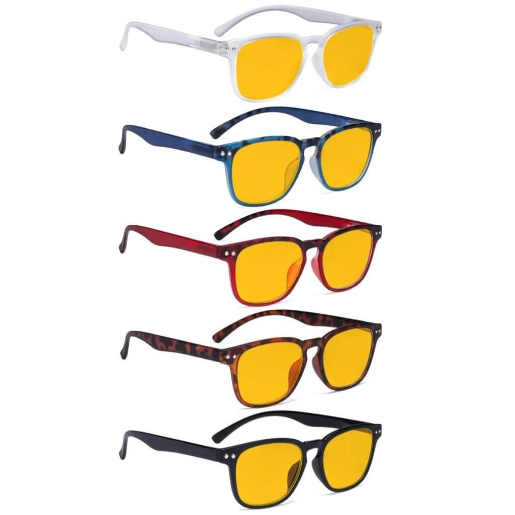 Wooat Blue Light Blocking Reading Glasses Amber Tinted 5 Pack