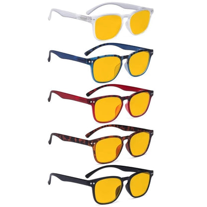 Wooat Blue Light Blocking Reading Glasses Amber Tinted 5 Pack