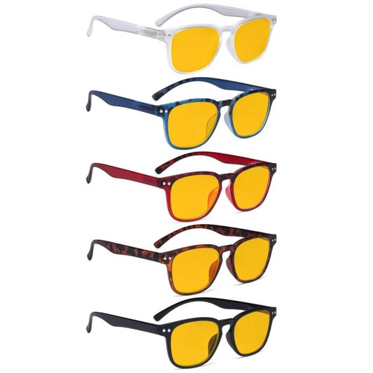 Wooat Blue Light Blocking Glasses Amber Tinted 5 Pack