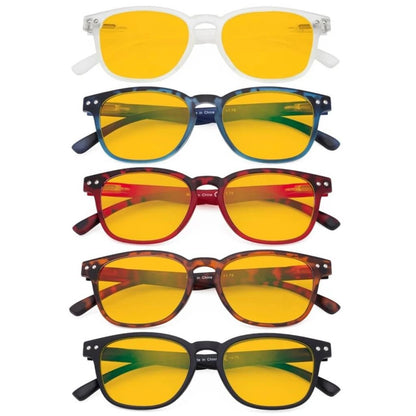 Wooat Blue Light Blocking Reading Glasses Amber Tinted 5 Pack