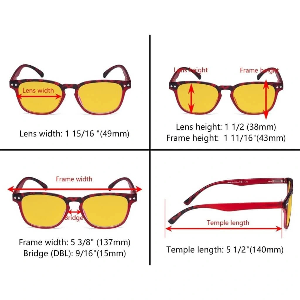 Wooat Blue Light Blocking Reading Glasses Amber Tinted 5 Pack
